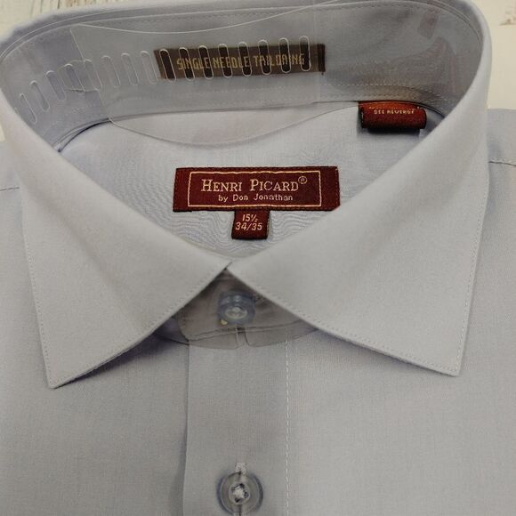 HENRI PICARD BY DON JONATHAN LT. BLUE FRENCH CUFF DRESS SHIRT. - Picture 3 of 3